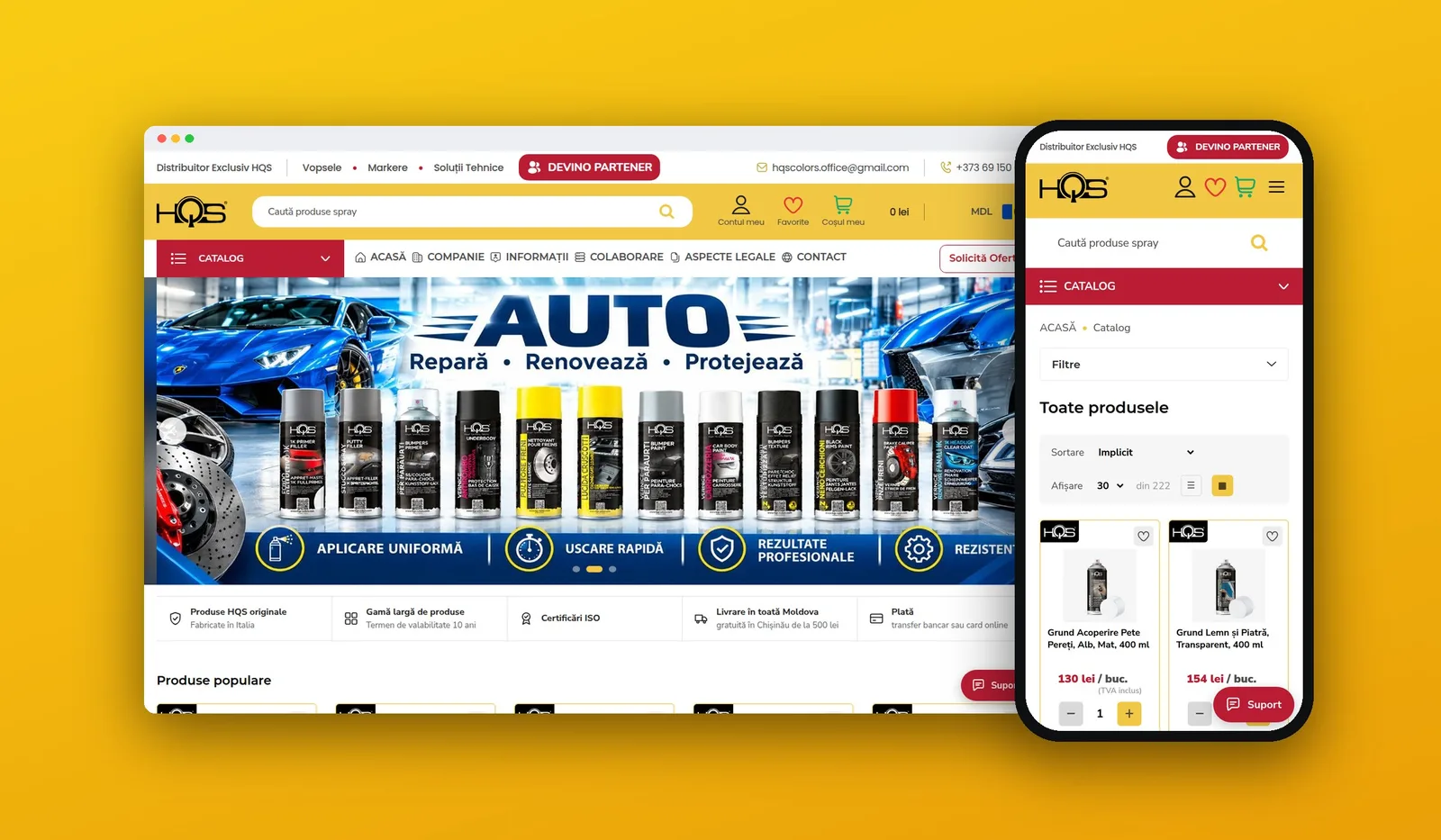 Magazinul HQS Colors pe calculator și pe telefon