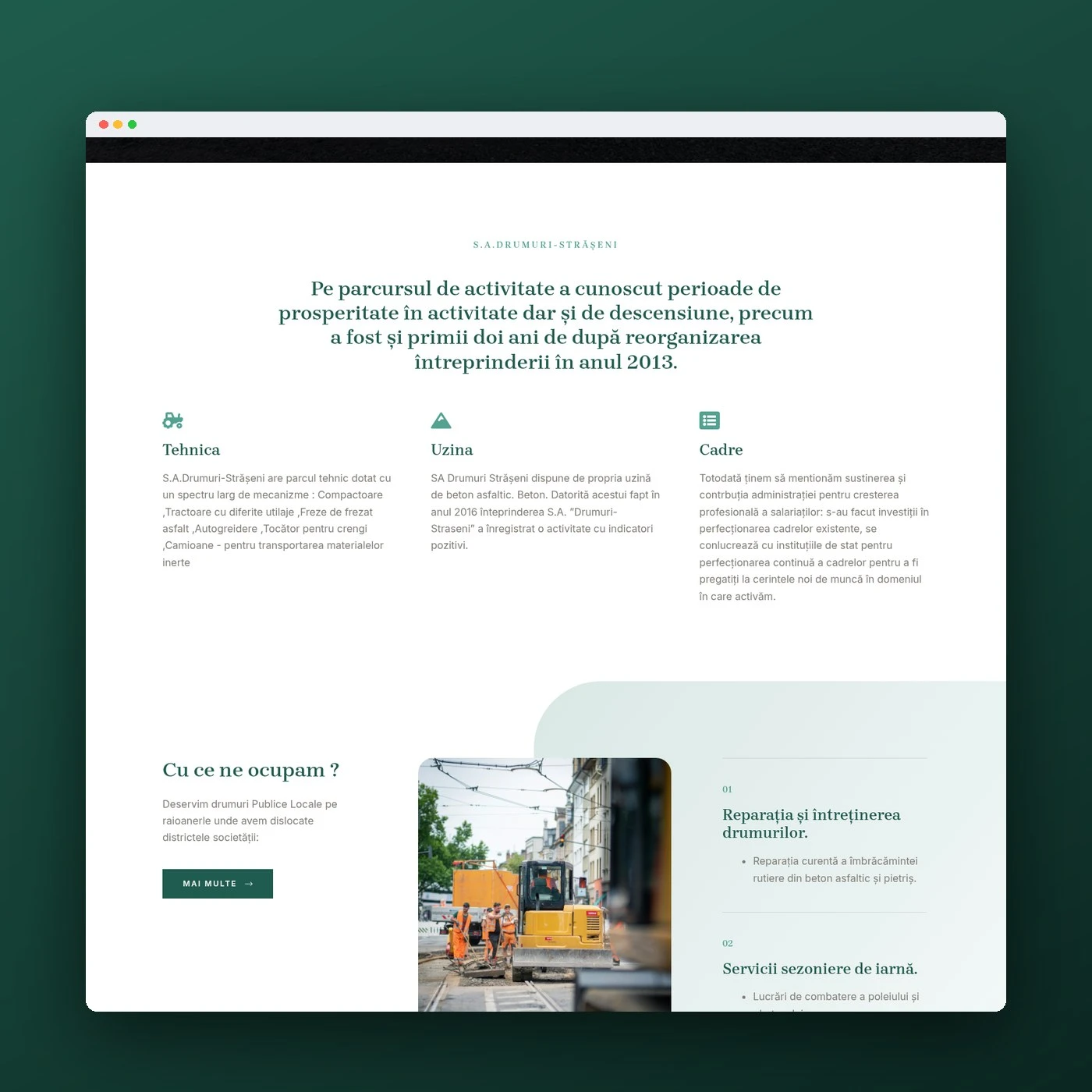 Serviciile S.A. Drumuri-Strășeni pe prima pagină a site-ului