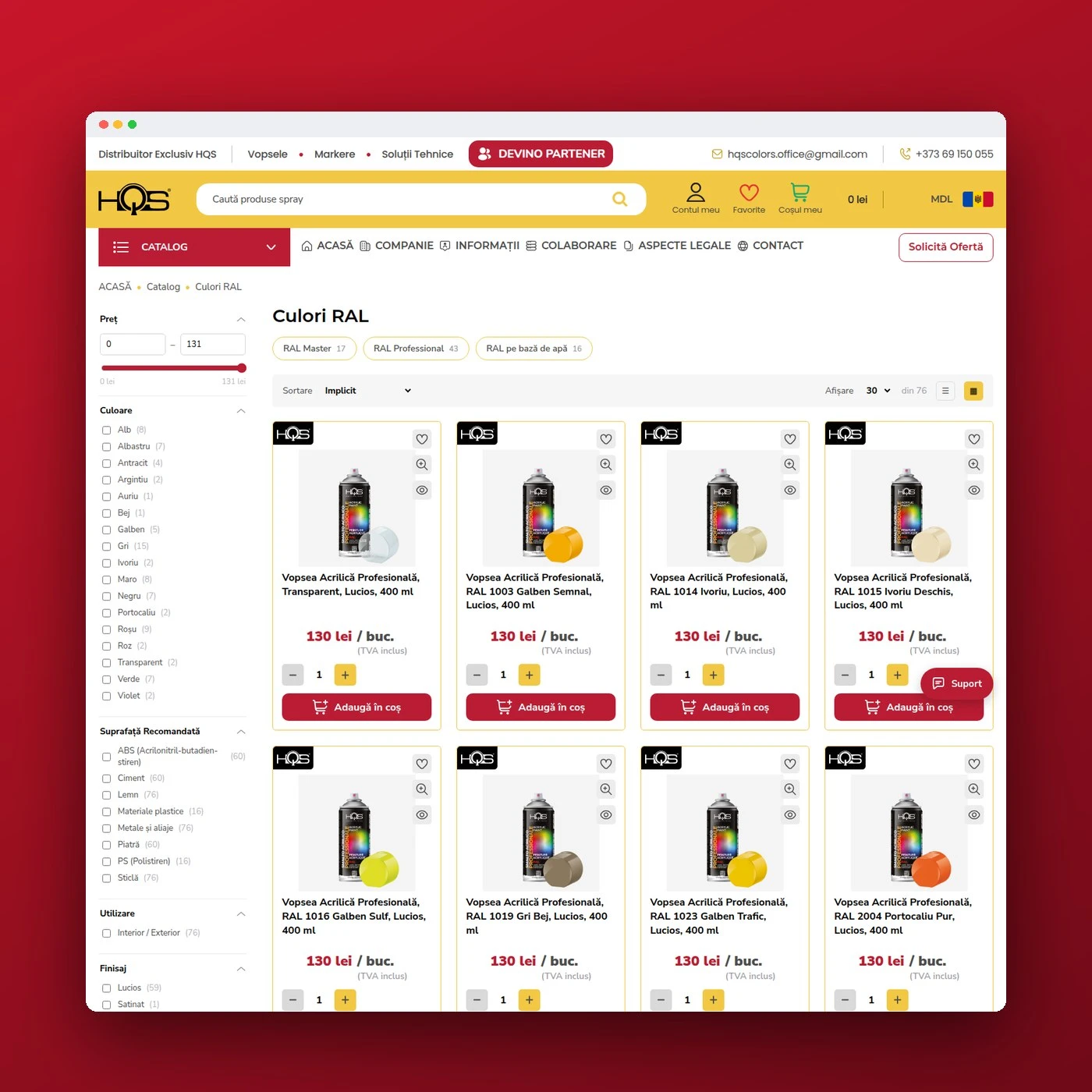 Catalogul de culori RAL din magazinul HQS Colors